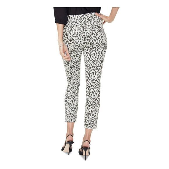 NYDJ Pull-On Denim Animal Print Skinny Ankle Jeans In Sateen With Slit Size 6 - Picture 2 of 11